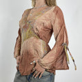 Brown bohemian silky long sleeve top