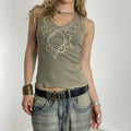 Ribbed green sequin tank top