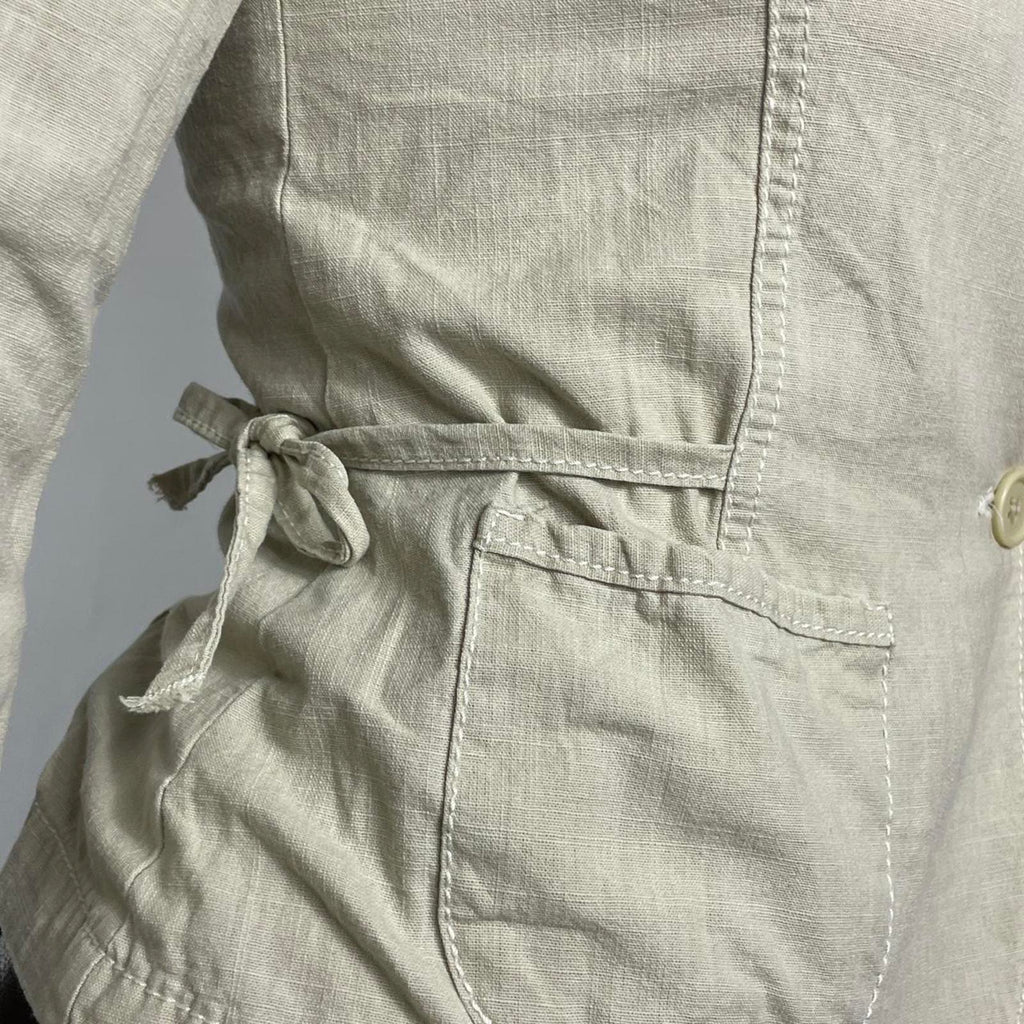 Cream plunge v neck tailored jacket