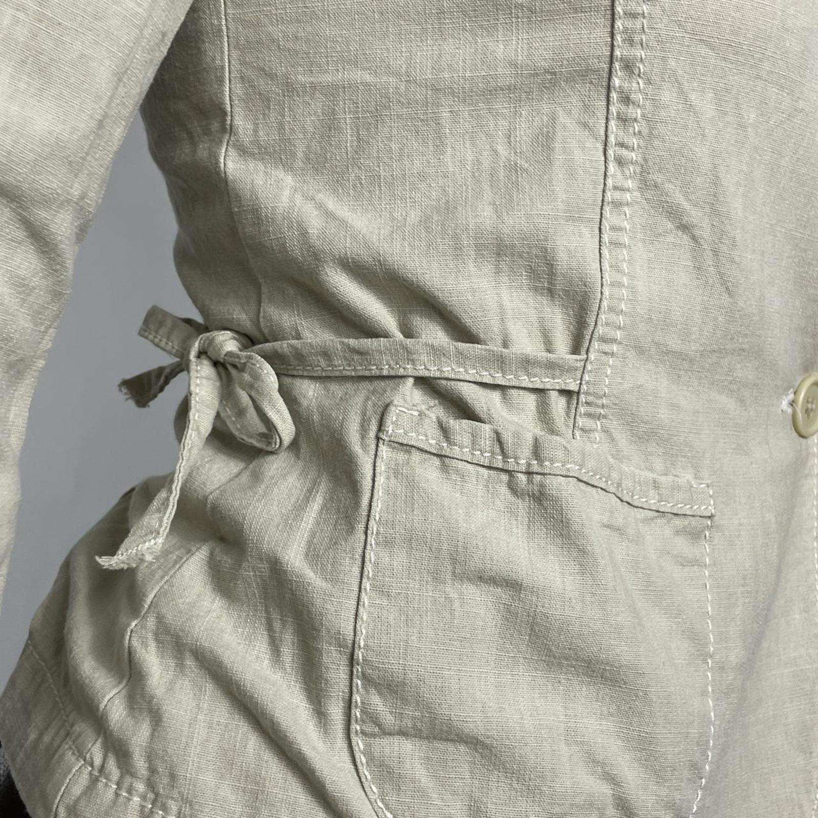 Cream plunge v neck tailored jacket