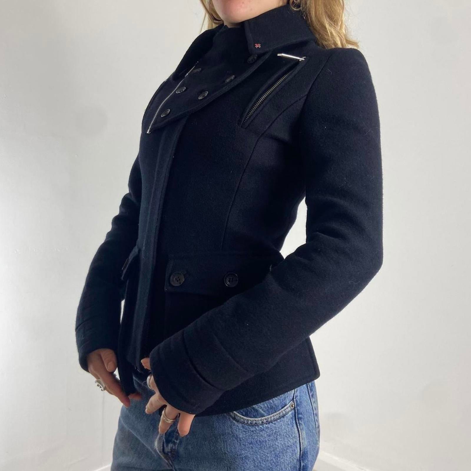 Vintage black utility avant garde button up jacket