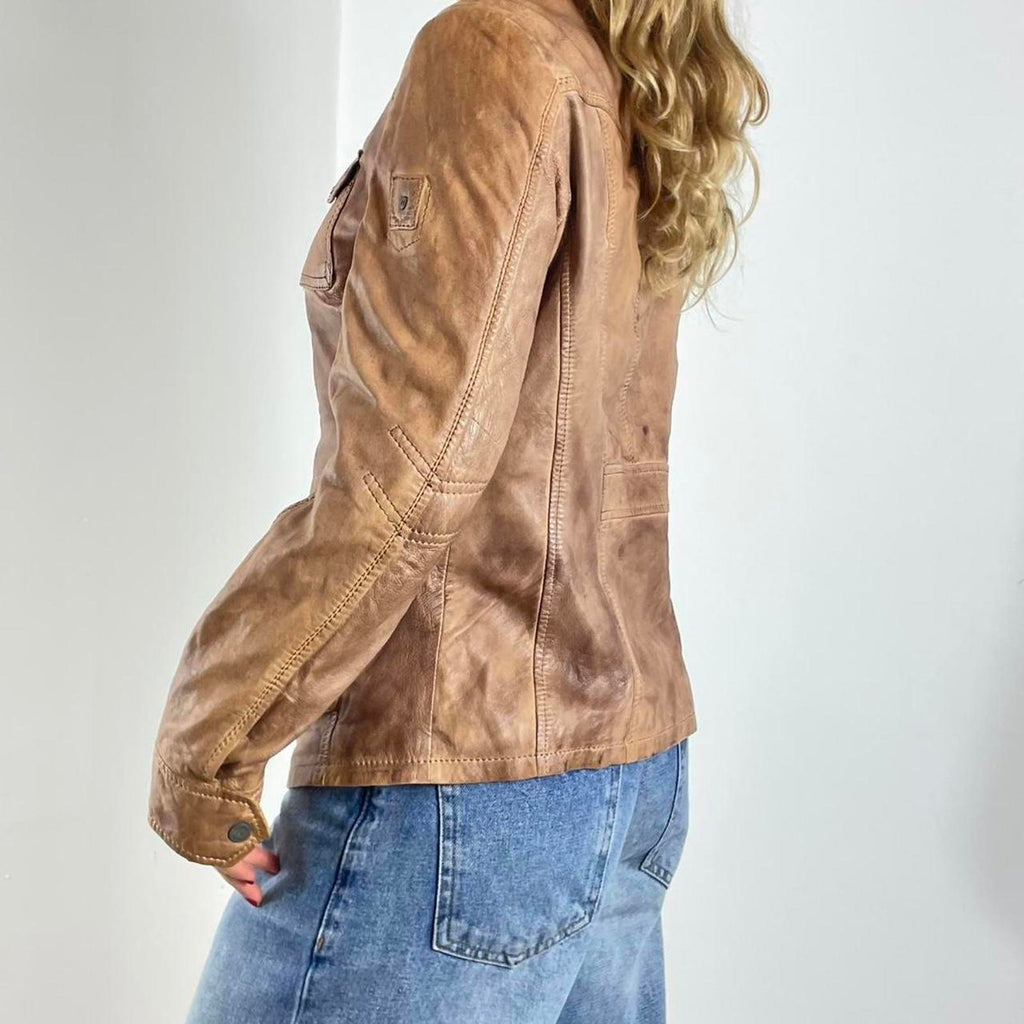Vintage light brown Y2K leather jacket