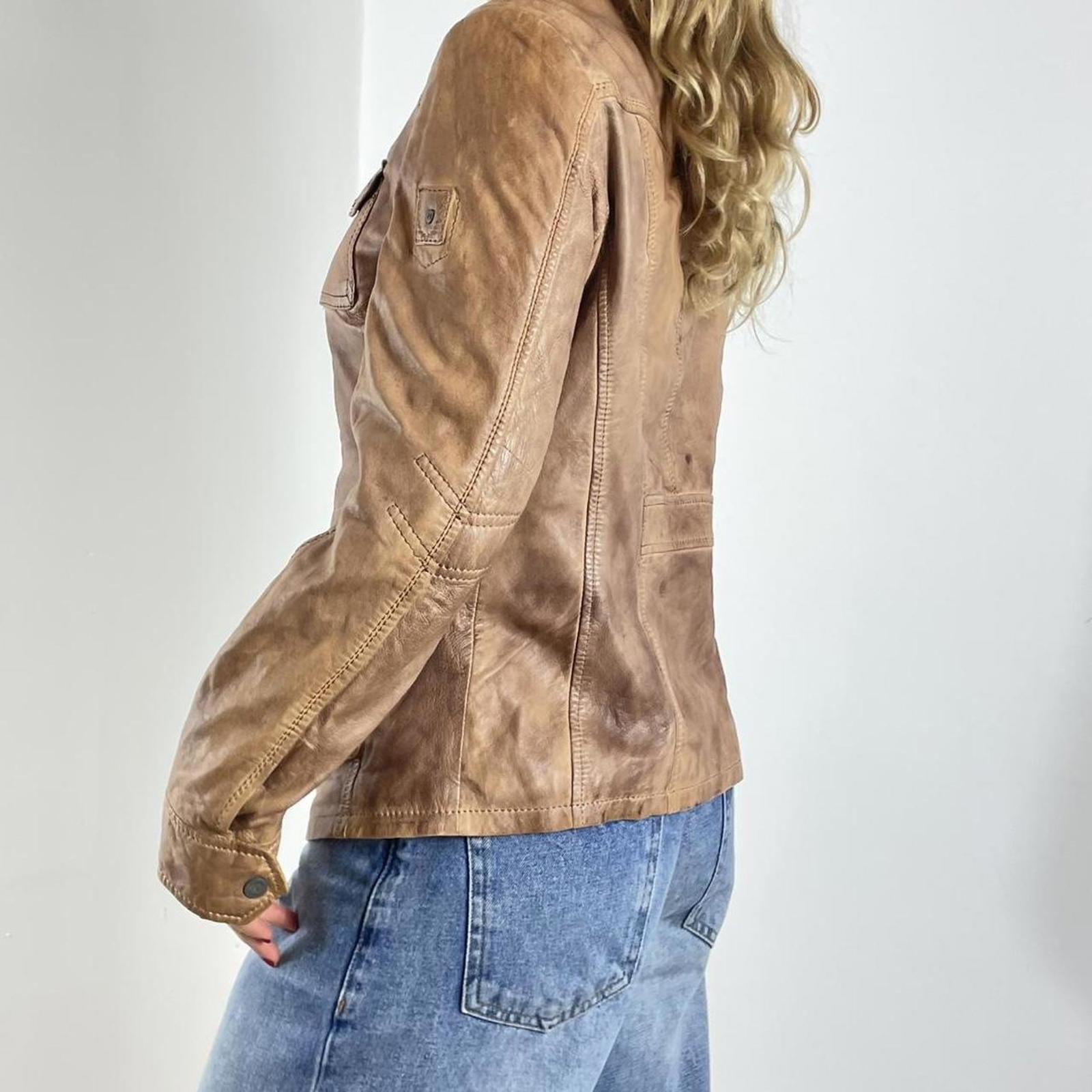 Vintage light brown Y2K leather jacket
