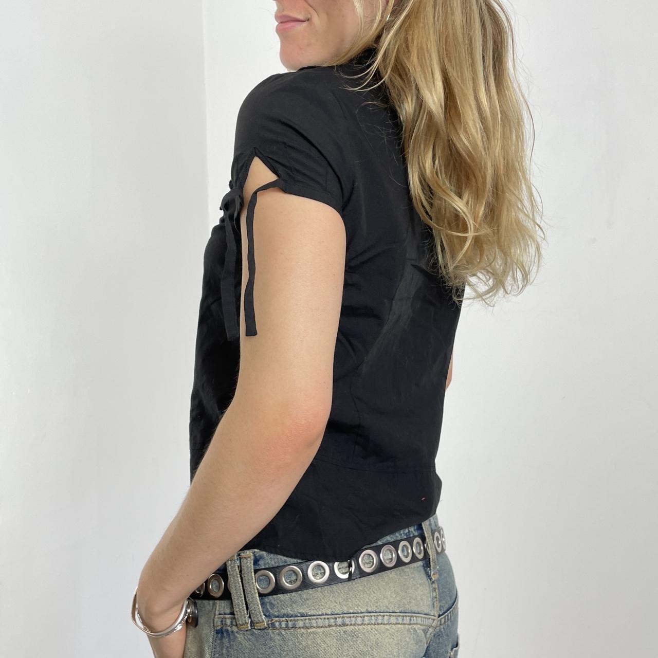Vintage black button up pleated blouse