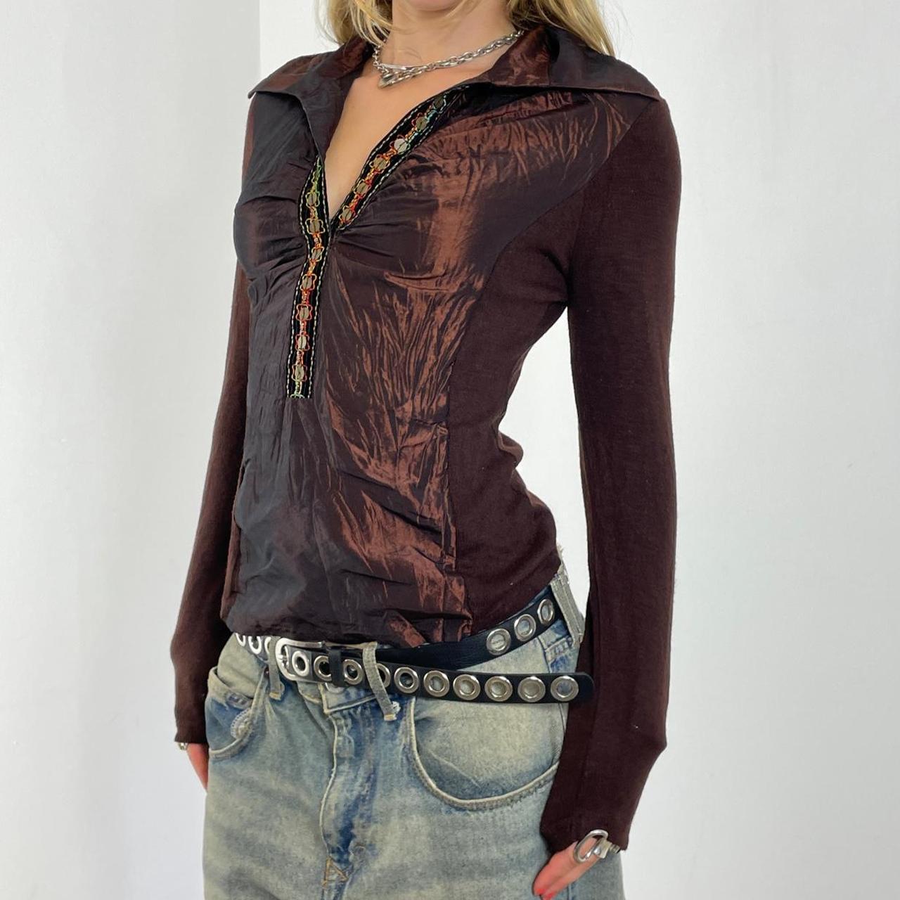 Bohemian brown sequin shirt