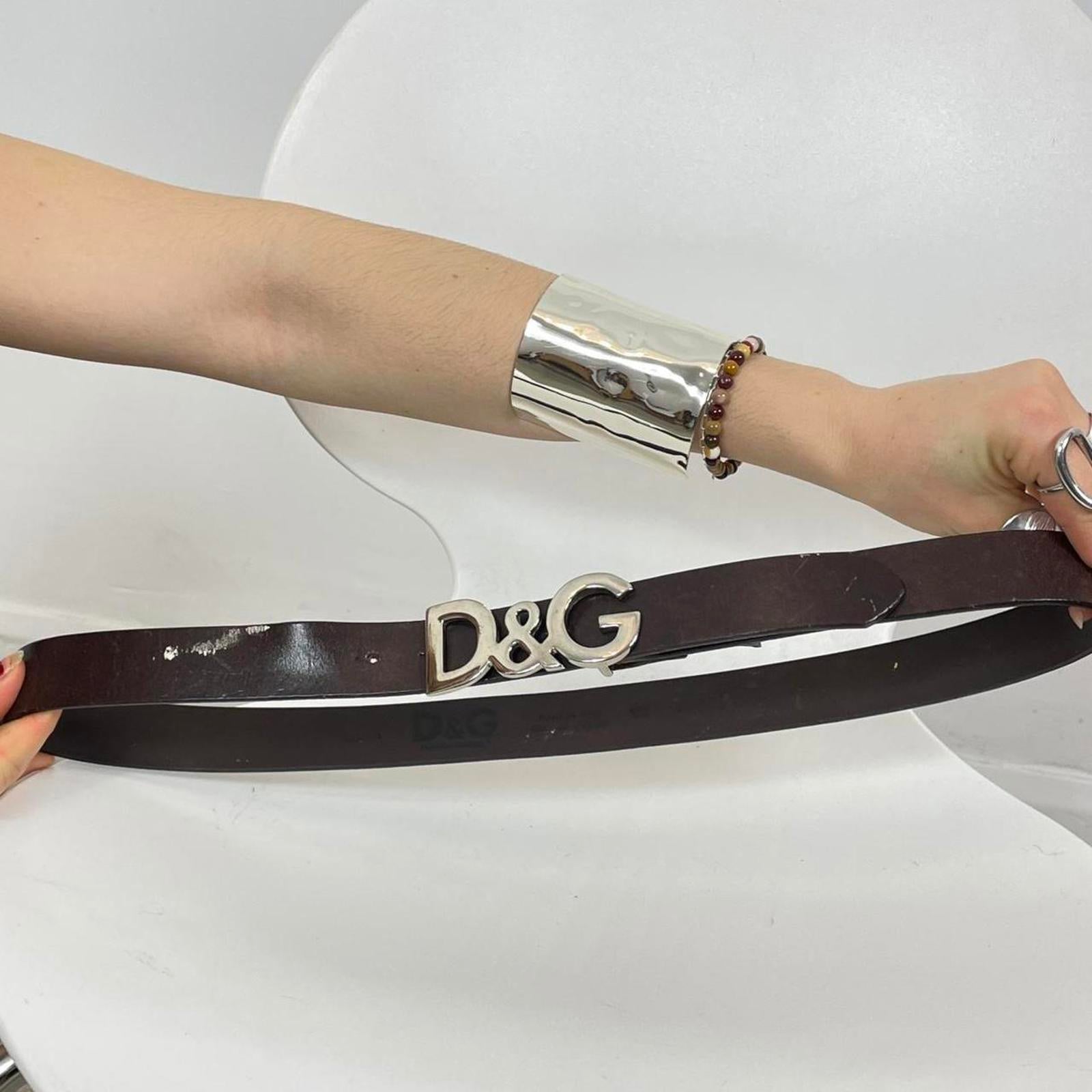 Dolce & Gabbana silver buckle brown belt