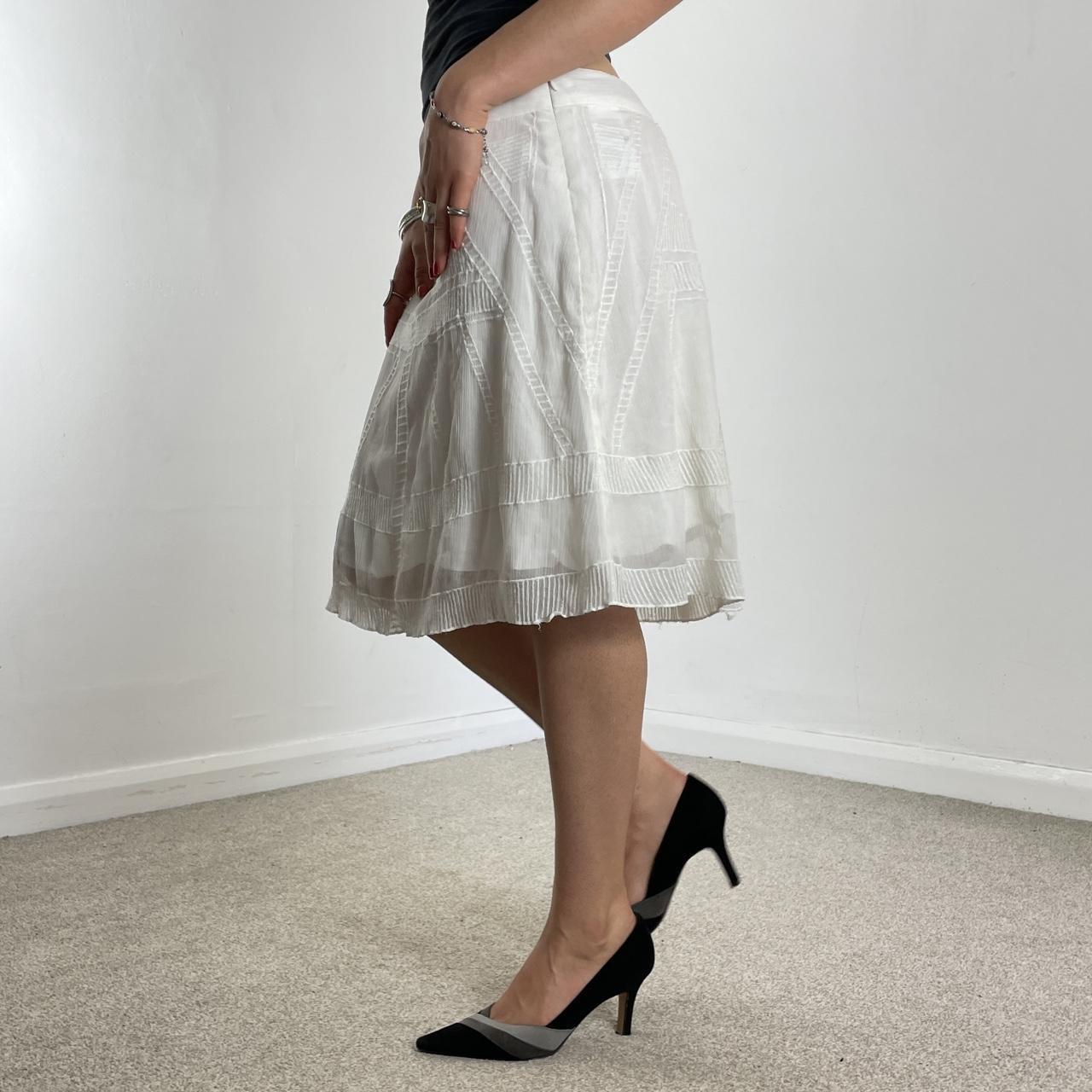 Mesh double layred white midi skirt