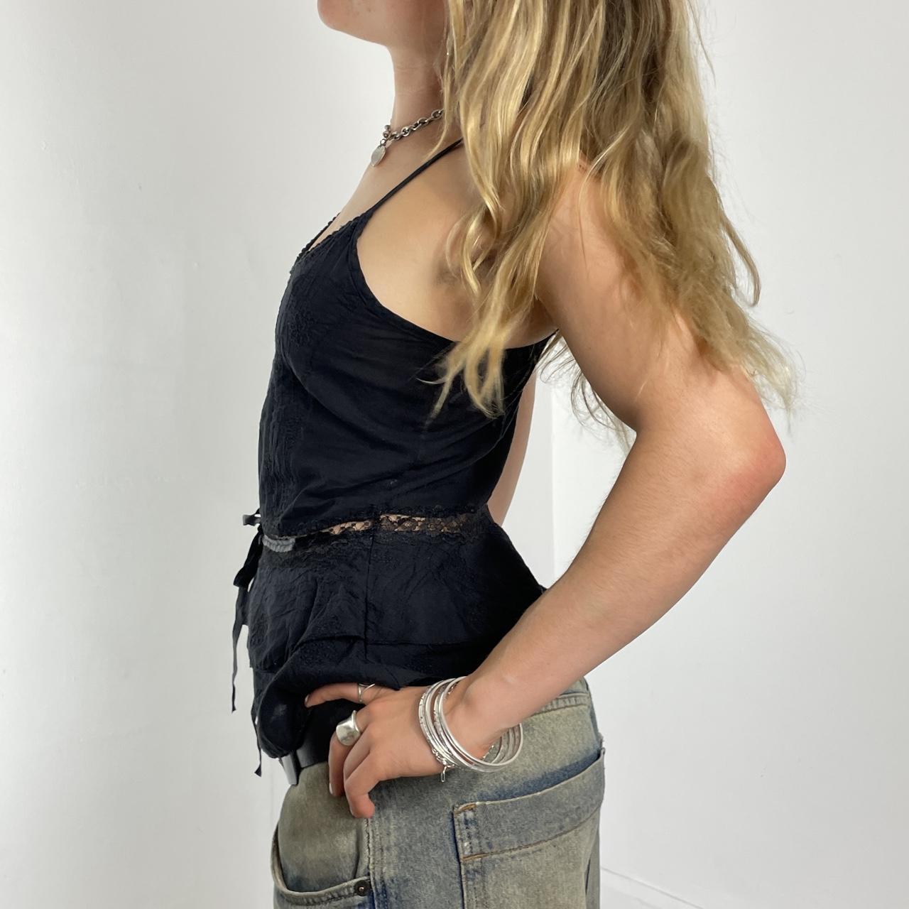 Cotton flowy lace top with ribbon in the middle