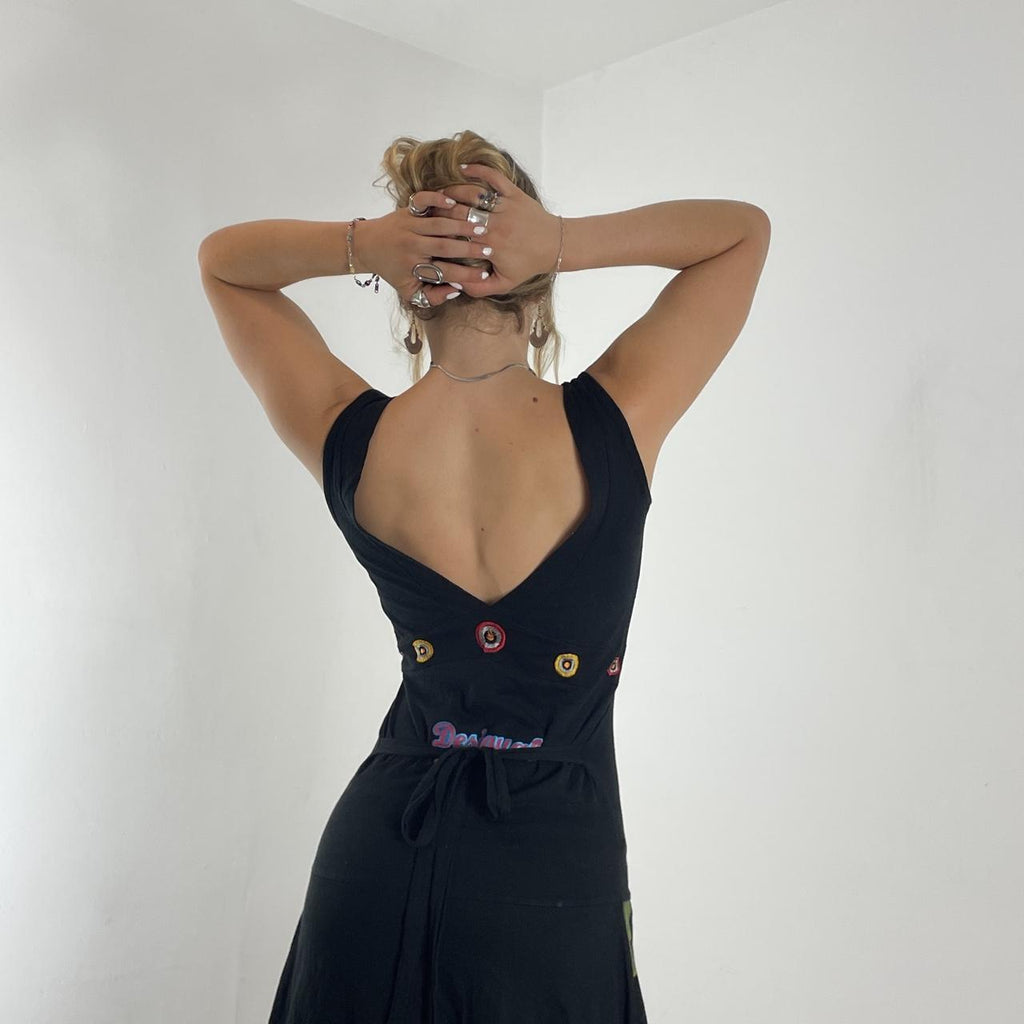 Desigual black multi-patterned V-neck dress