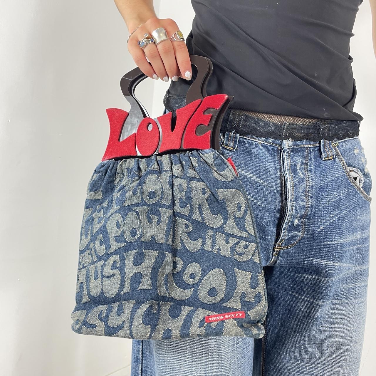 Retro Miss Sixty Denim graphic clutch