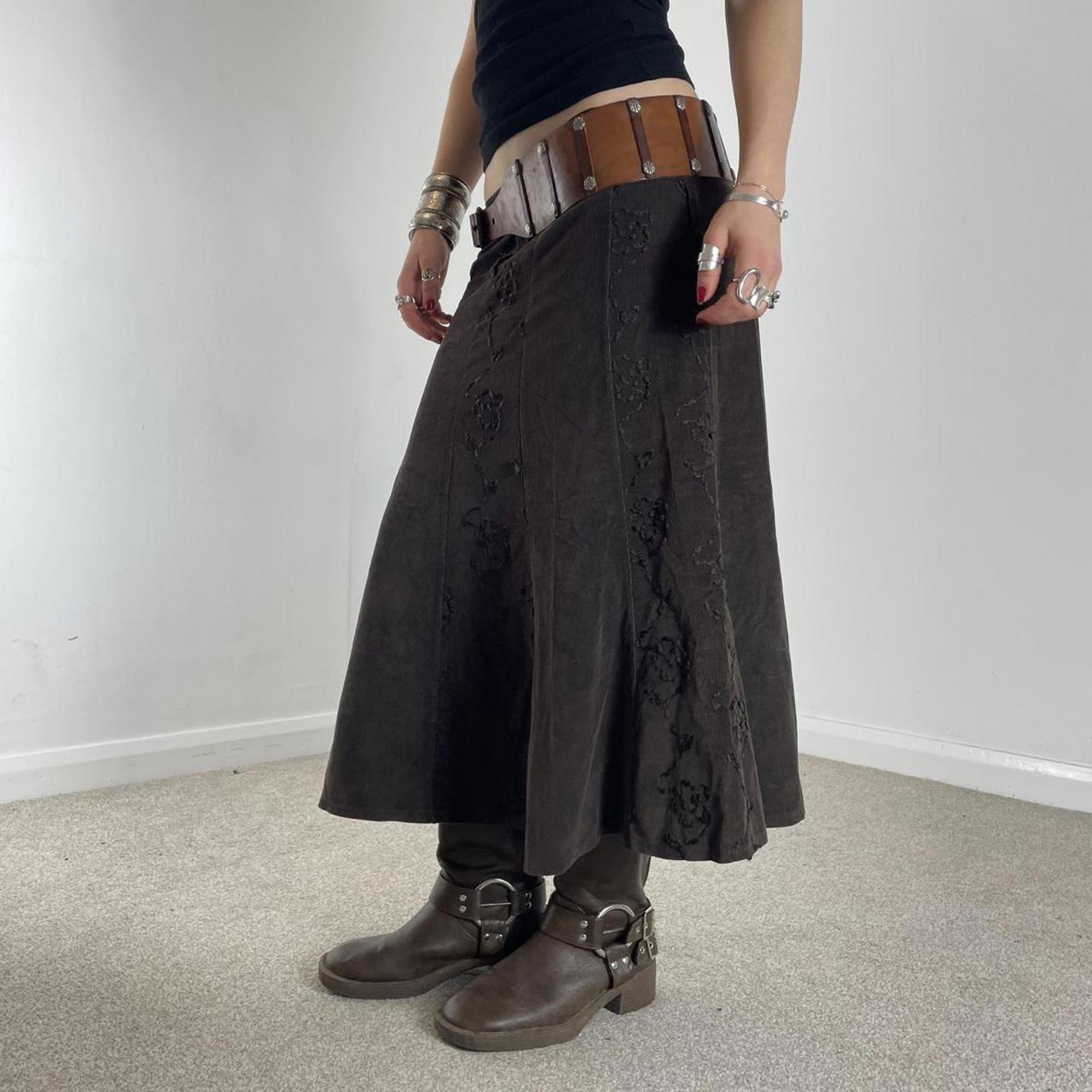 Vintage brown maxi floral skirt