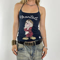 Navy cross back graphic disney fitted top
