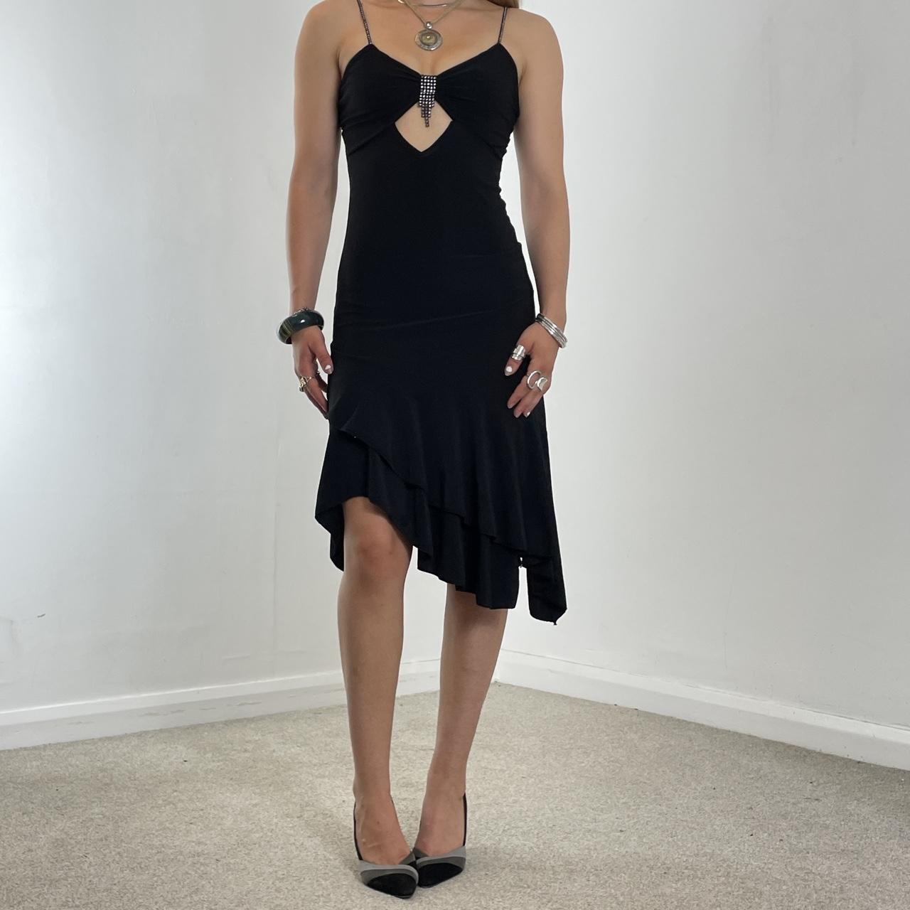 Fitted cut out black evening dress