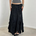 Avant Garde Vintage black full length maxi skirt with lace cross details