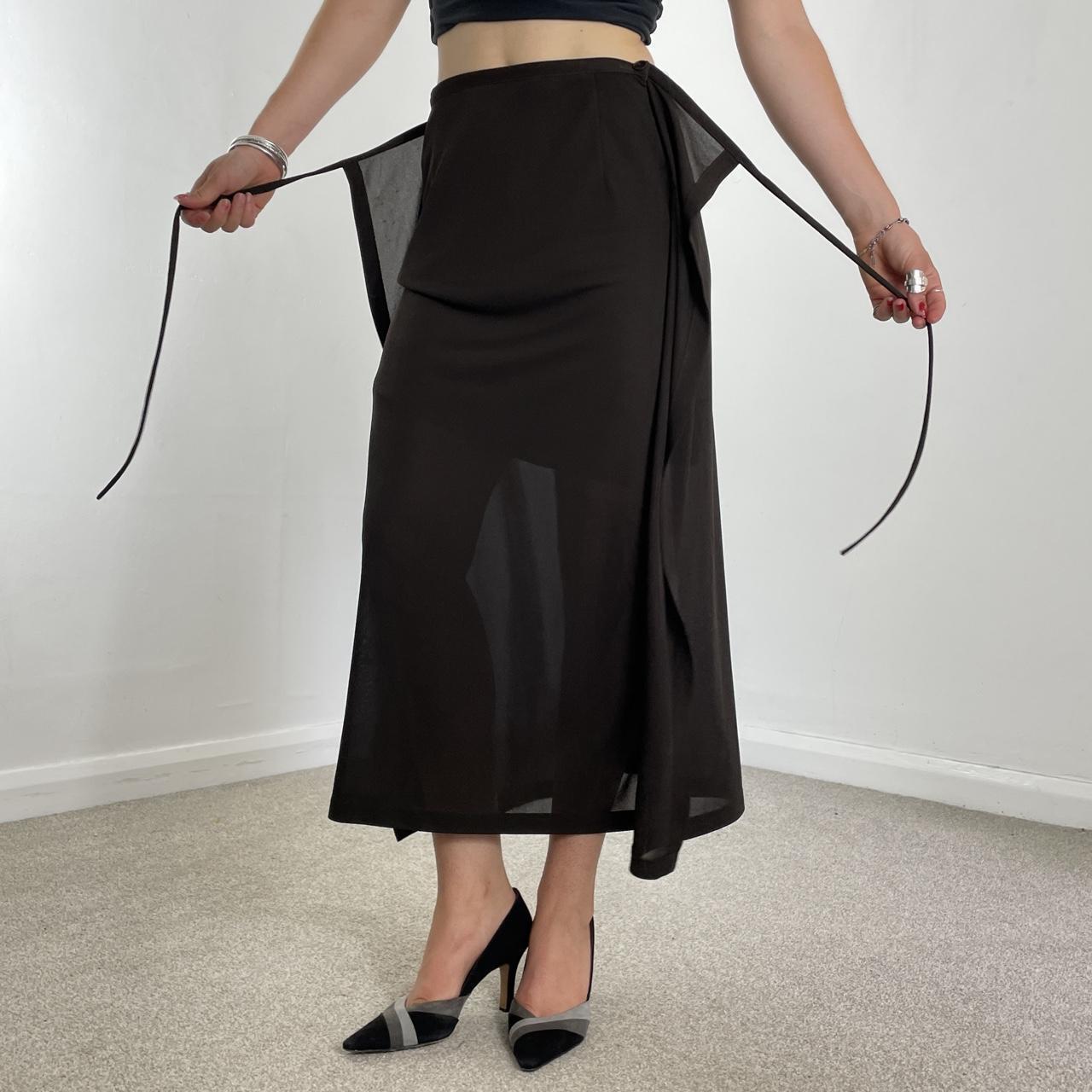 Vintage full length mesh alt wrap brown skirt slits up the sides
