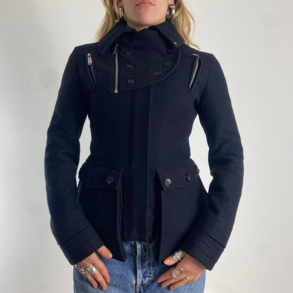 Vintage black utility avant garde button up jacket