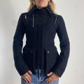 Vintage black utility avant garde button up jacket