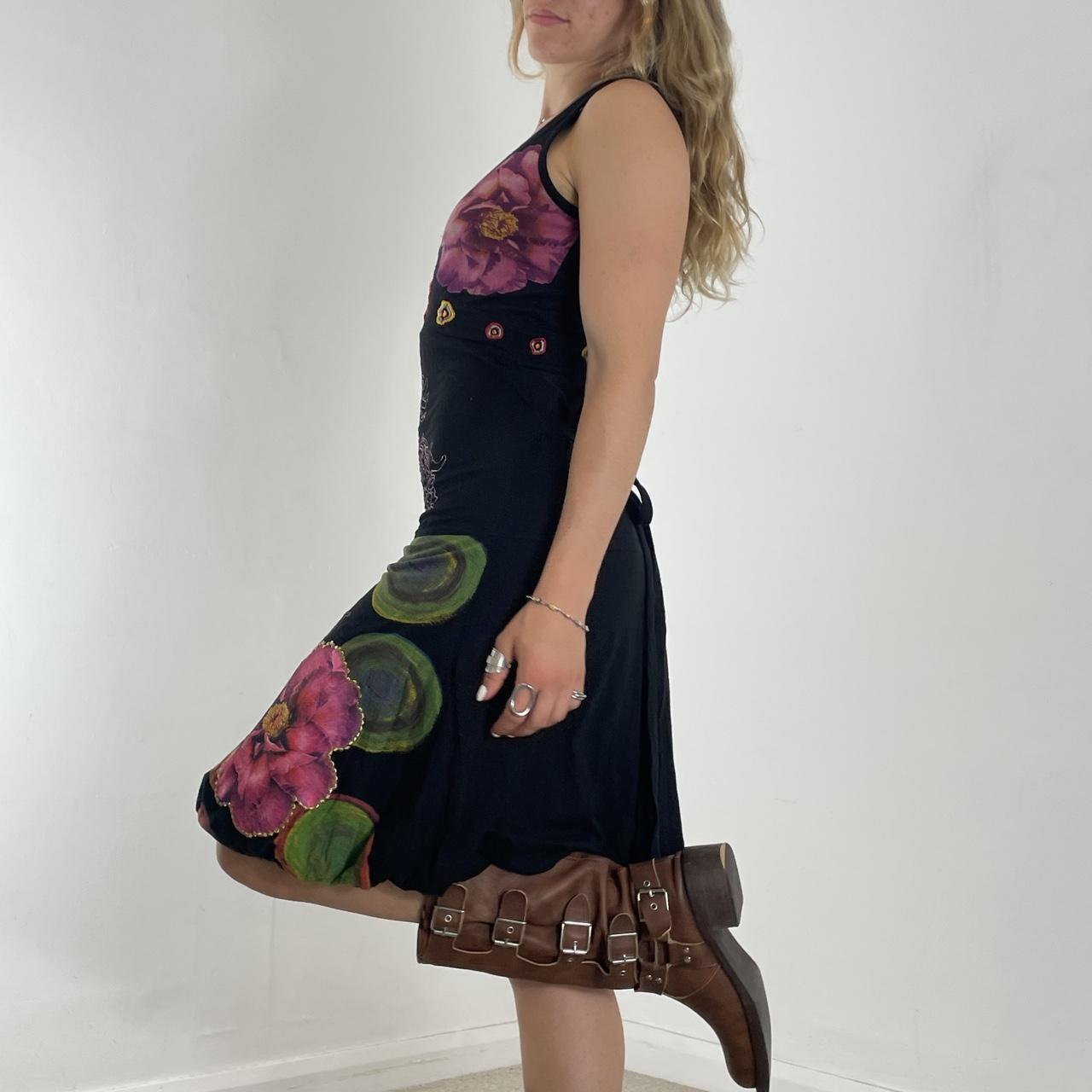 Desigual black multi-patterned V-neck dress