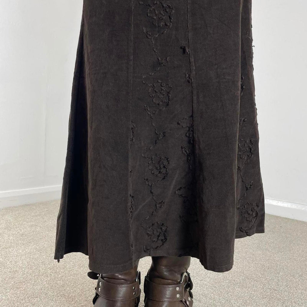 Vintage brown maxi floral skirt