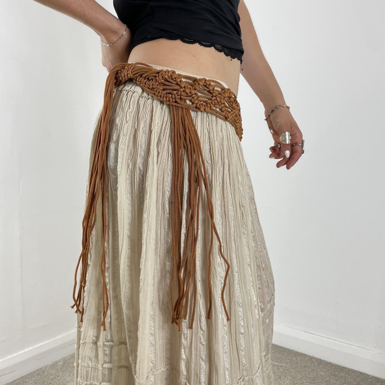 Boheiman brown plaited belt with shimmery shells