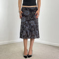 00's double mesh floral midi skirt