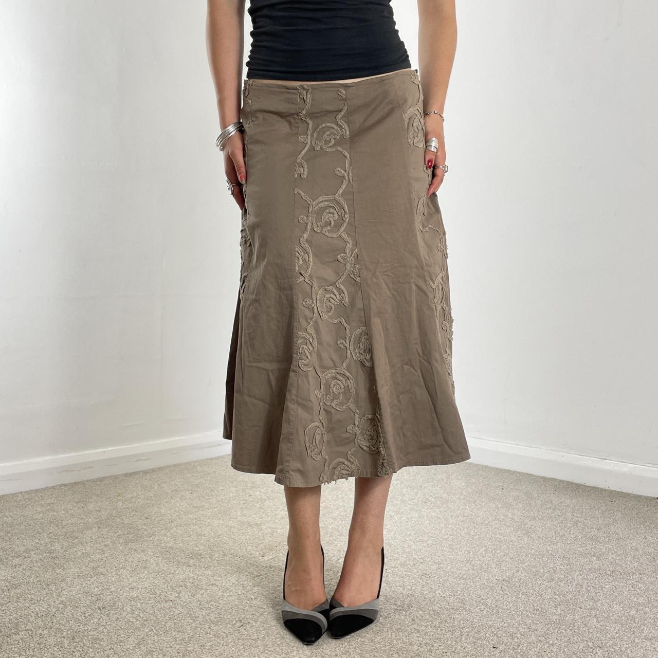 Cream/brown ish fishtale low rise midi skirt