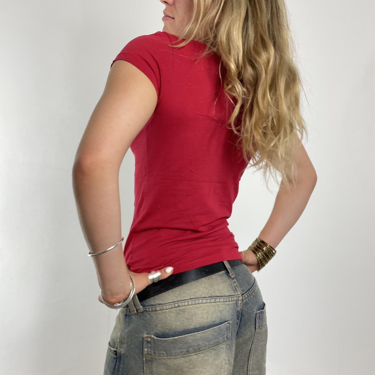 Guess sequin fitted red graphic tee