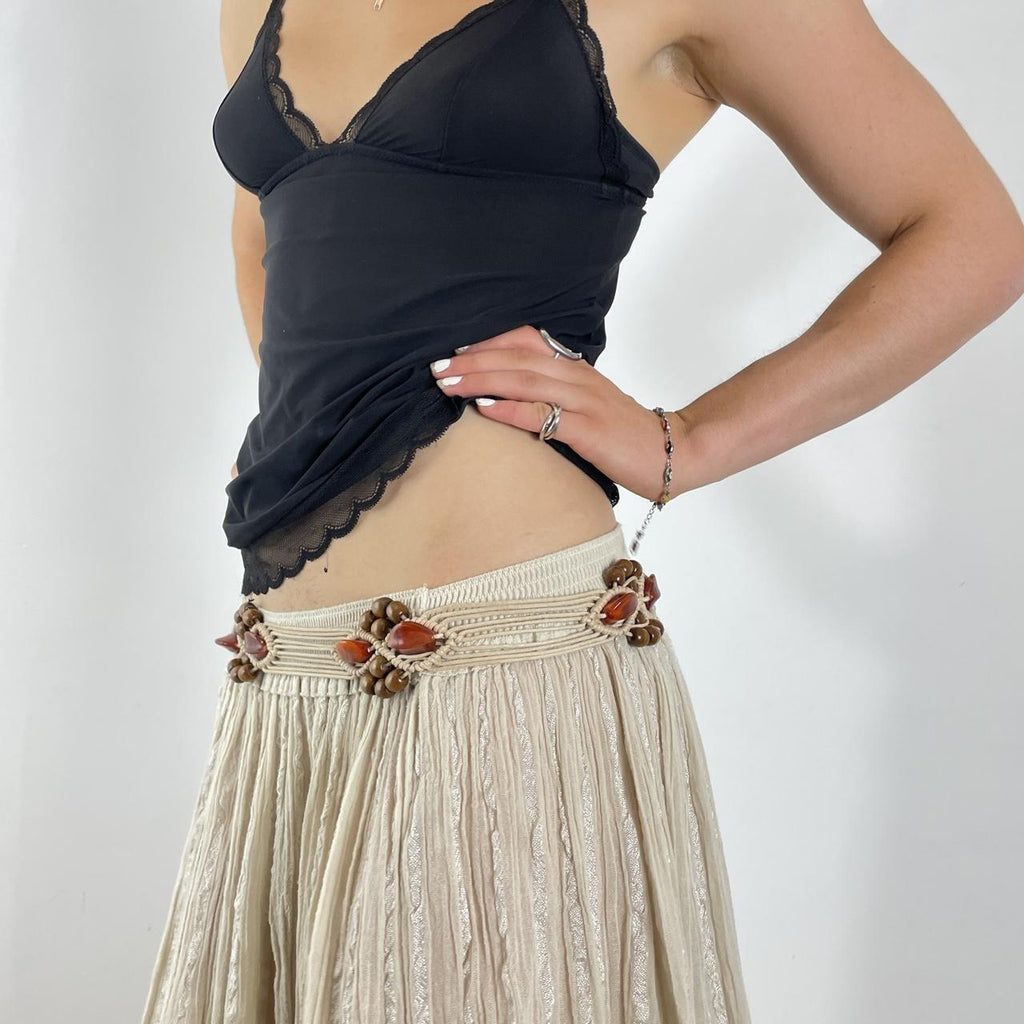 Plaited cream belt with beads